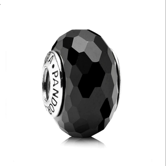 ʕ·ᴥ·ʔAuthentic Pandora Black Fascinating Faceted Murano Charm 791069 - Picture 1 of 4